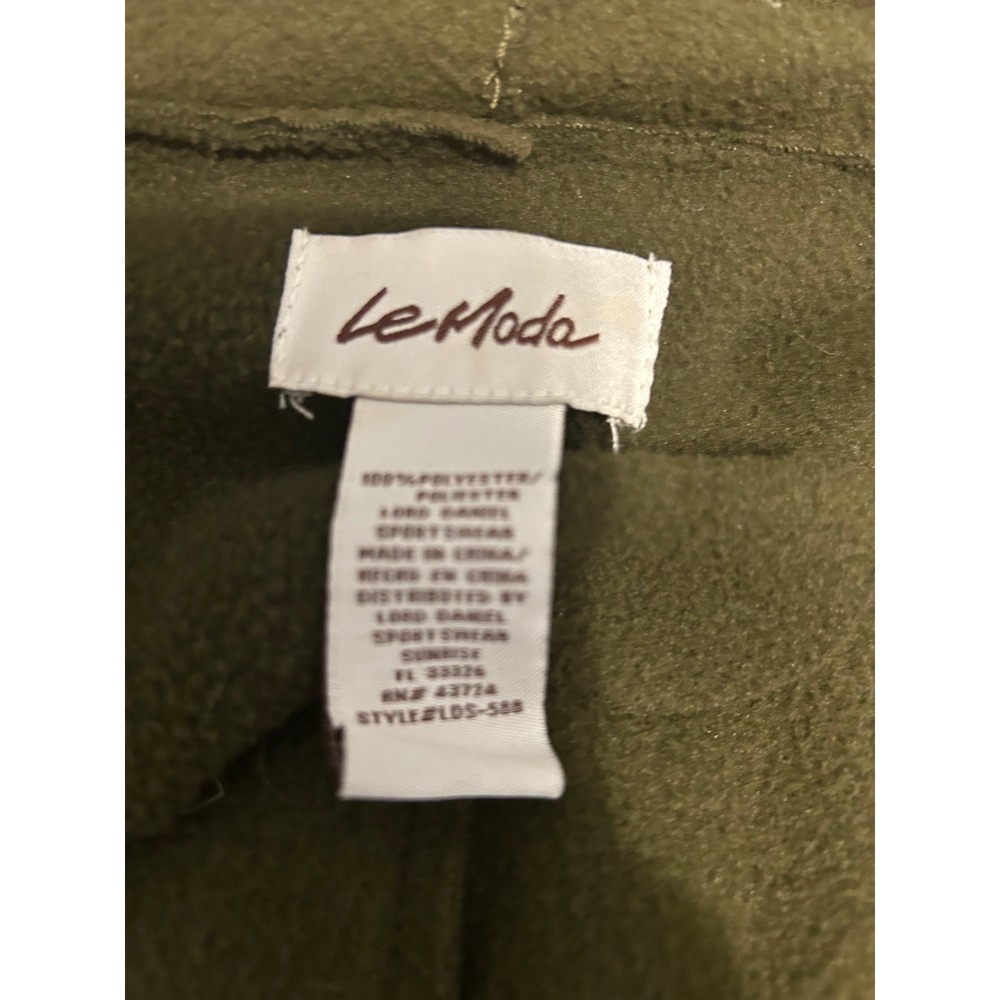 Le Moda‎ Olive Green Fleece Draped Open Front Vest Shawl Collar Pockets LDS-588 - Picture 4 of 4